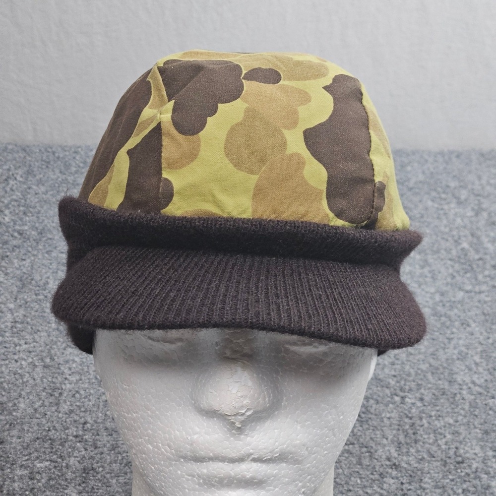Vintage Gore-Tex Trapper Hat Camo Brown Outdoor Utility Gorpcore Made in USA 80s